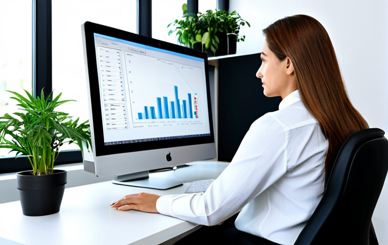 Ergonomic Workspace**
A professional woman working at a meticulously organized, ergonomic desk. Her chair is fully adjustable with excellent lumbar support. The monitor is at eye level, promoting a natural posture. She is fully clothed in appropriate business attire. The background features a bright, modern office space with plants. Safe for work, appropriate content, fully clothed, perfect anatomy, natural proportions, professional scene, modest setting.
**