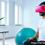 허리 통증 최신 치료 기술 - A modern physical therapy clinic in Spain featuring a middle-aged Hispanic man wearing comfortable a...