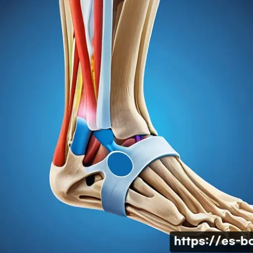 발목 염좌 치료 기간 - A detailed medical illustration showing the anatomy of an ankle with ligaments highlighted, depictin...